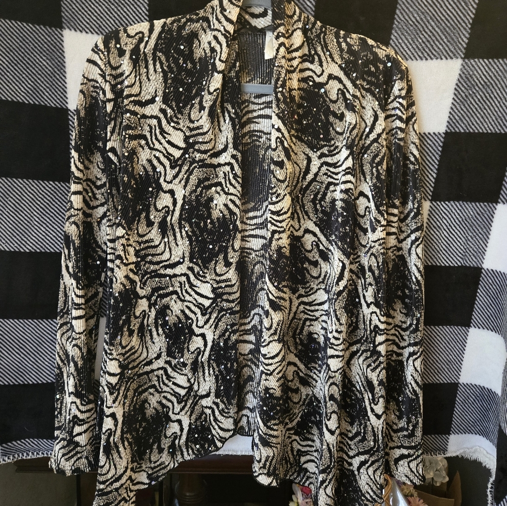 Brittany Black Zebra Print Jacket - Black and Cream